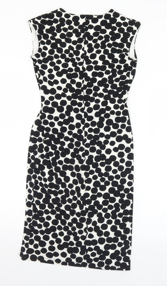 Debenhams Womens Black Geometric Polyester Shift Size 8 V-Neck