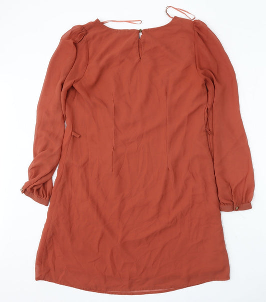 Atmosphere Womens Orange Polyester Sheath Size 10 Round Neck