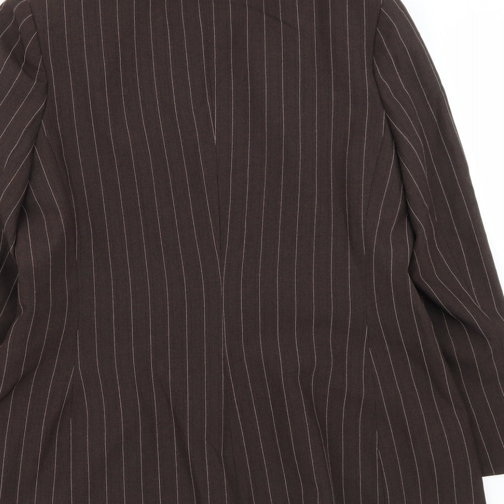 Marks and Spencer Womens Brown Striped Polyester Jacket Suit Jacket Size 16