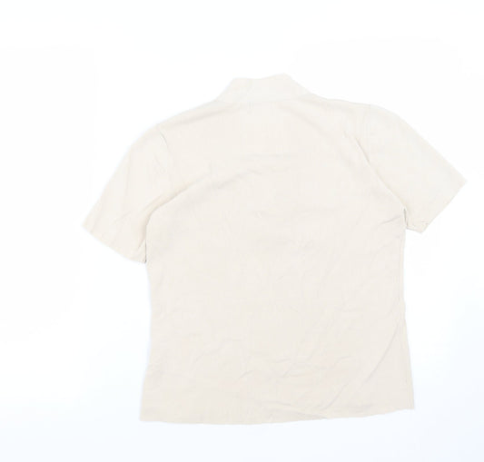 Berkertex Womens Beige Viscose Basic Blouse Size 14 Round Neck