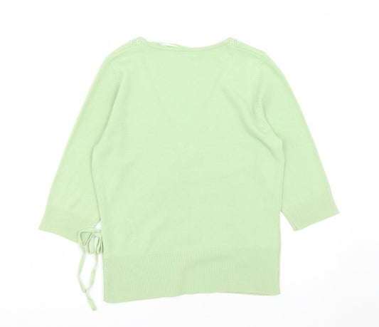 George Womens Green V-Neck Acrylic Pullover Jumper Size 14