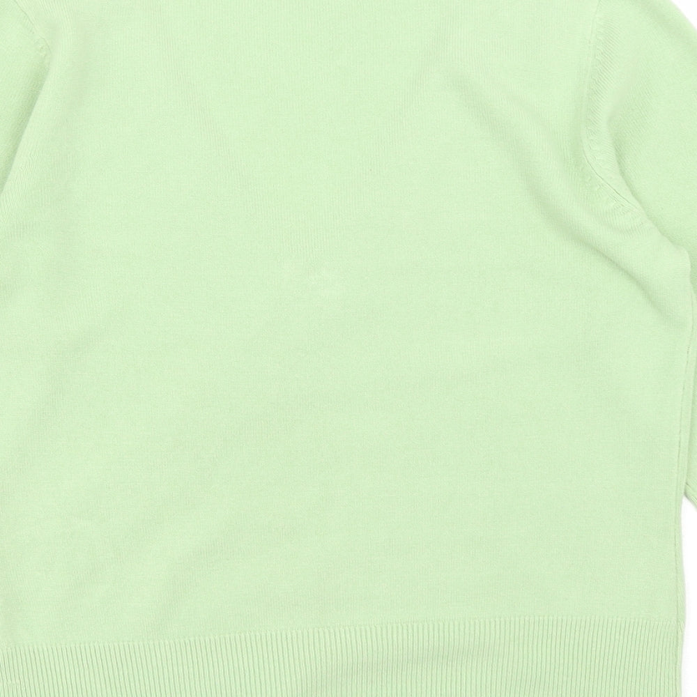 George Womens Green V-Neck Acrylic Pullover Jumper Size 14