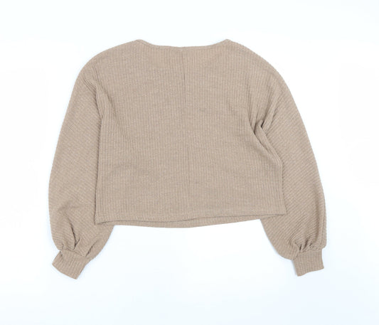 SheIn Womens Brown Round Neck  Polyester Pullover Jumper Size XS