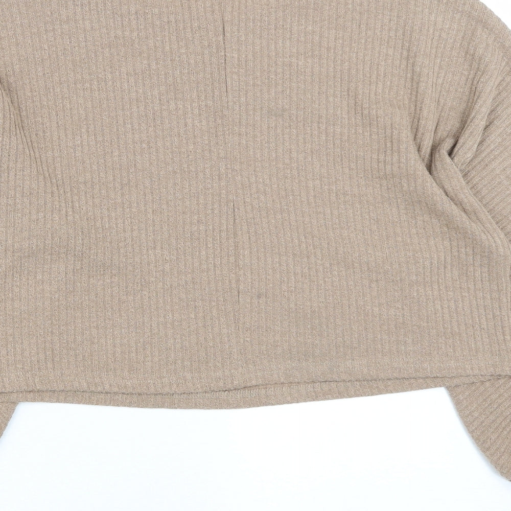 SheIn Womens Brown Round Neck Polyester Pullover Jumper Size XS