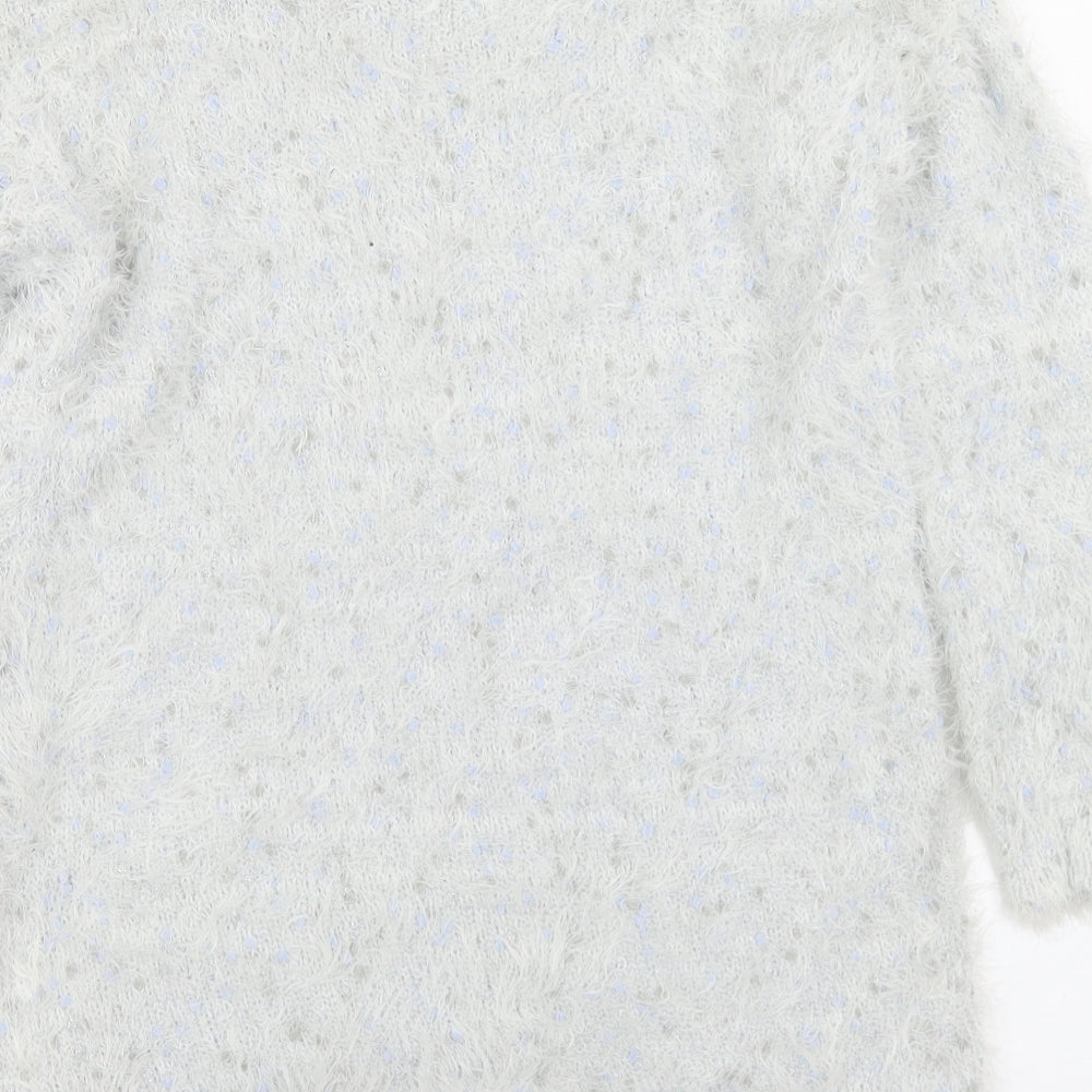 F&F Womens White Crew Neck Polyamide Pullover Jumper Size 12