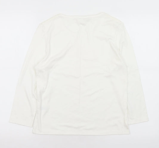 George Womens White Cotton Basic T-Shirt Size 12 Round Neck - Mum