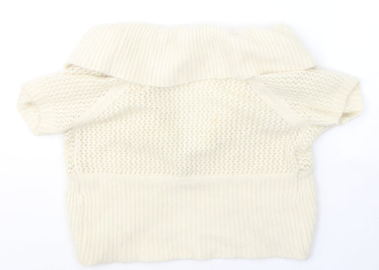 Kaliko Womens Ivory V-Neck Nylon Cardigan Jumper Size 14