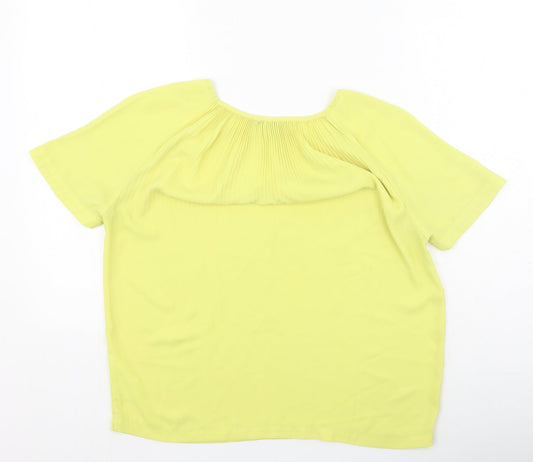 Mexx Womens Yellow Polyester Basic Blouse Size 8 Round Neck