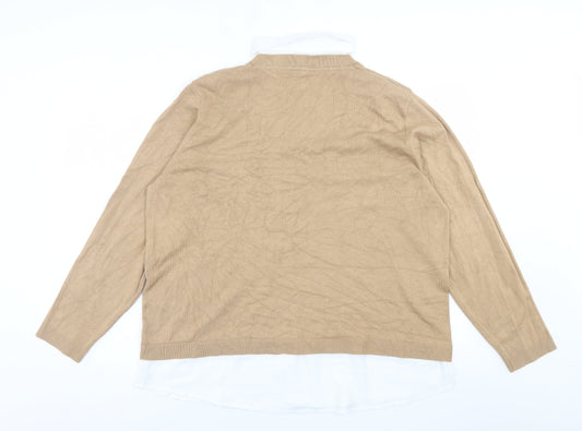 Intuition Womens Brown Collared Viscose Pullover Jumper Size 18