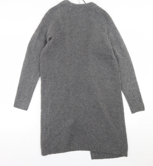 George Womens Grey V-Neck Acrylic Cardigan Jumper Size S