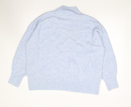 Capsule Womens Blue Mock Neck Acrylic Pullover Jumper Size 16