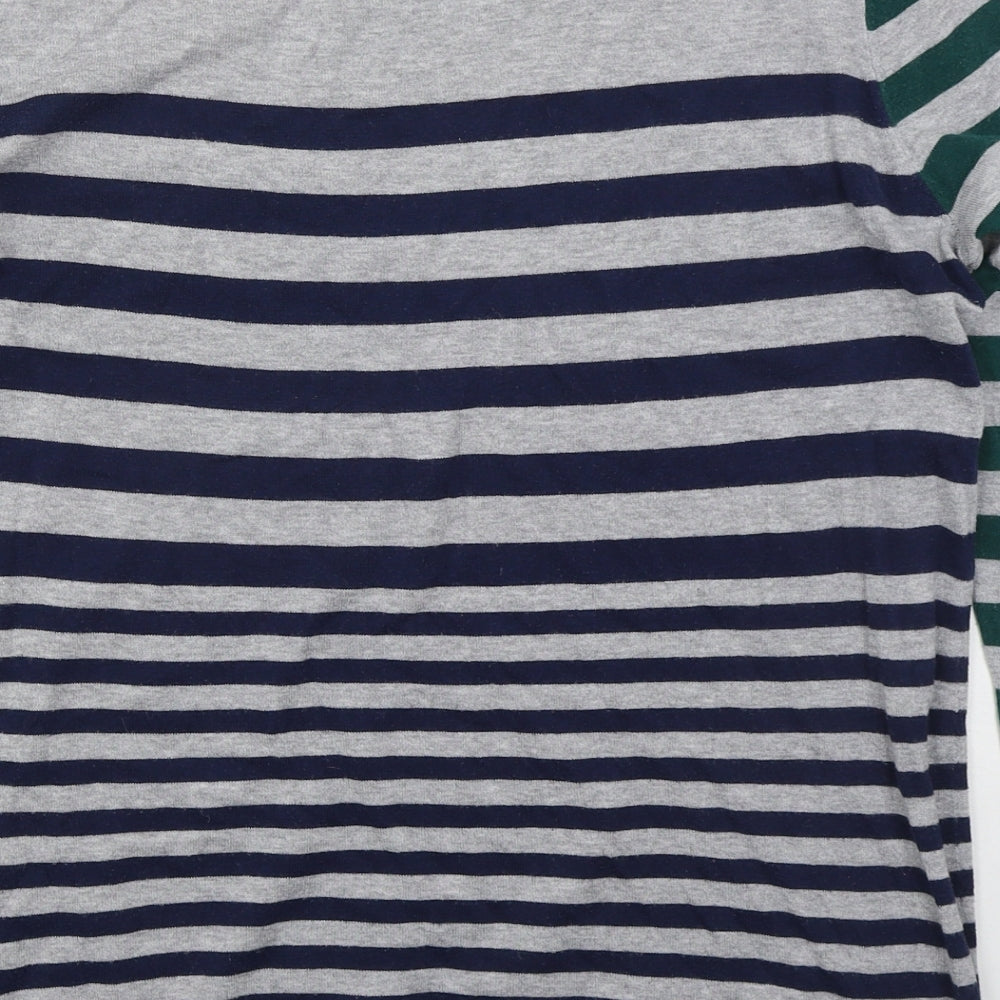 Crew Clothing Womens Grey Boat Neck Striped Cotton Pullover Jumper Size 14 - Blue Green