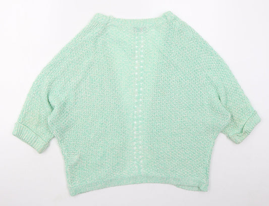 F&F Womens Green V-Neck Acrylic Cardigan Jumper Size 14