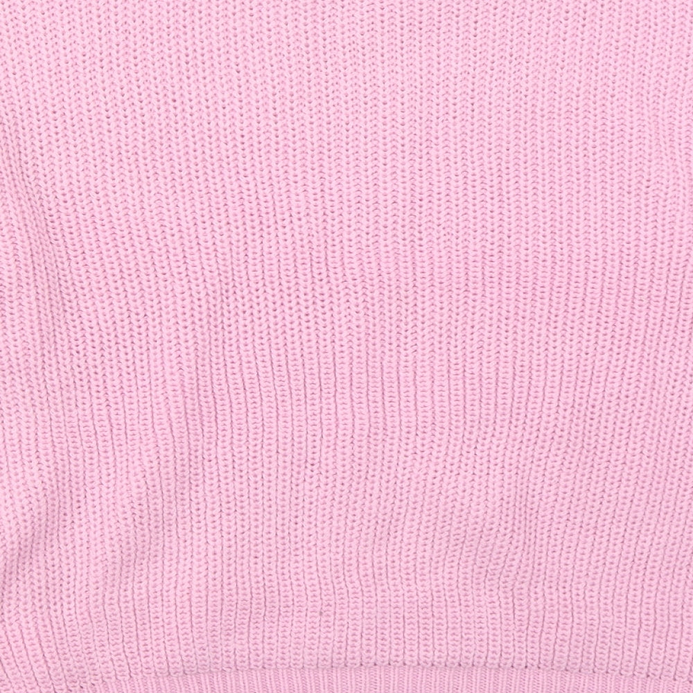 Boohoo Womens Pink High Neck Acrylic Pullover Jumper Size 14