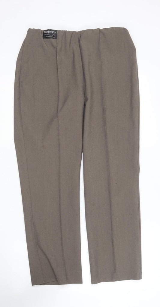 Womens UK Size 12 Classic Regular Fit Brown Trousers