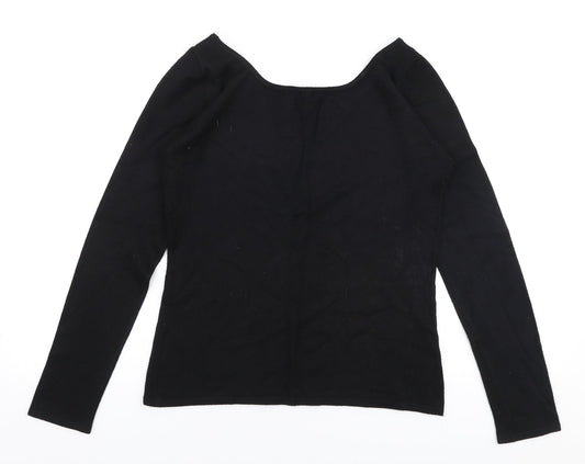 Linea Womens Black Boat Neck Viscose Pullover Jumper Size M