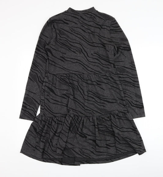 Oasis Womens Black Polyester Skater Dress Size S Round Neck Pullover