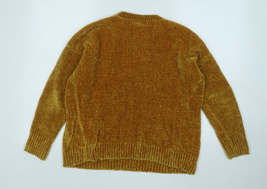 Primark Womens Yellow Round Neck Polyester Pullover Jumper Size 10