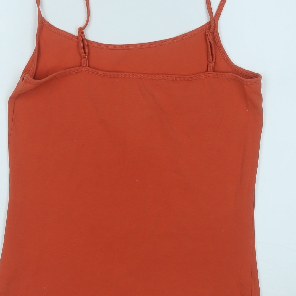 George Womens Orange Cotton Basic Tank Size 14 Round Neck