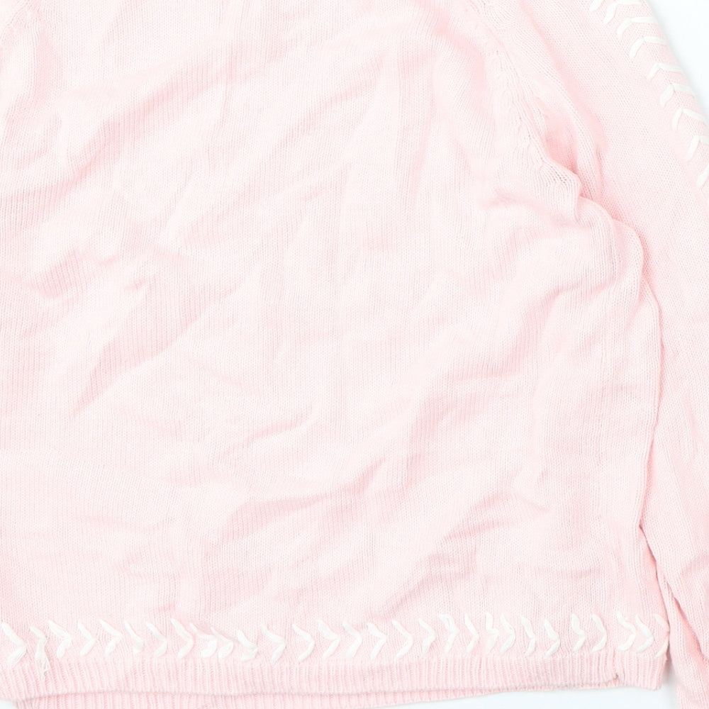 Metric Womens Pink Round Neck Cotton Pullover Jumper Size S