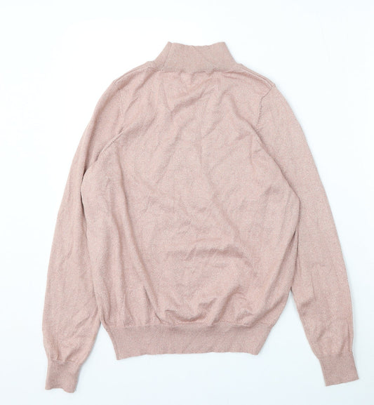 F&F Womens Pink Mock Neck Viscose Pullover Jumper Size 12