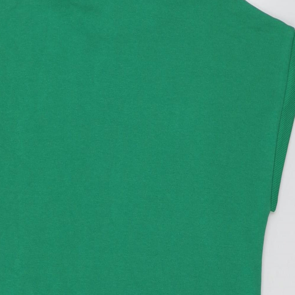 Select Womens Green Geometric Polyester T-Shirt Dress Size M Round Neck