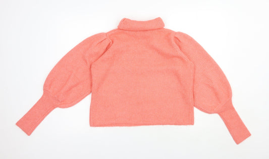 George Womens Pink Roll Neck Acrylic Pullover Jumper Size M