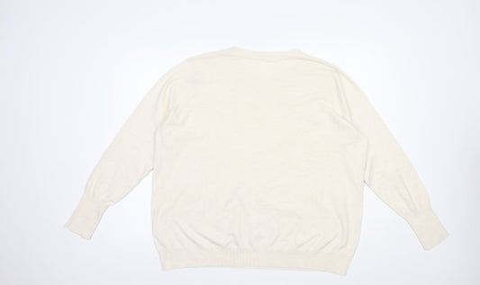 Primark Womens Beige Crew Neck Polyester Pullover Jumper Size 22