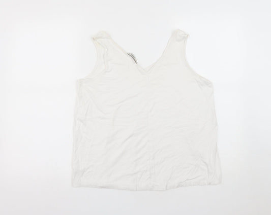 George Womens White Viscose Basic Tank Size 12 V-Neck