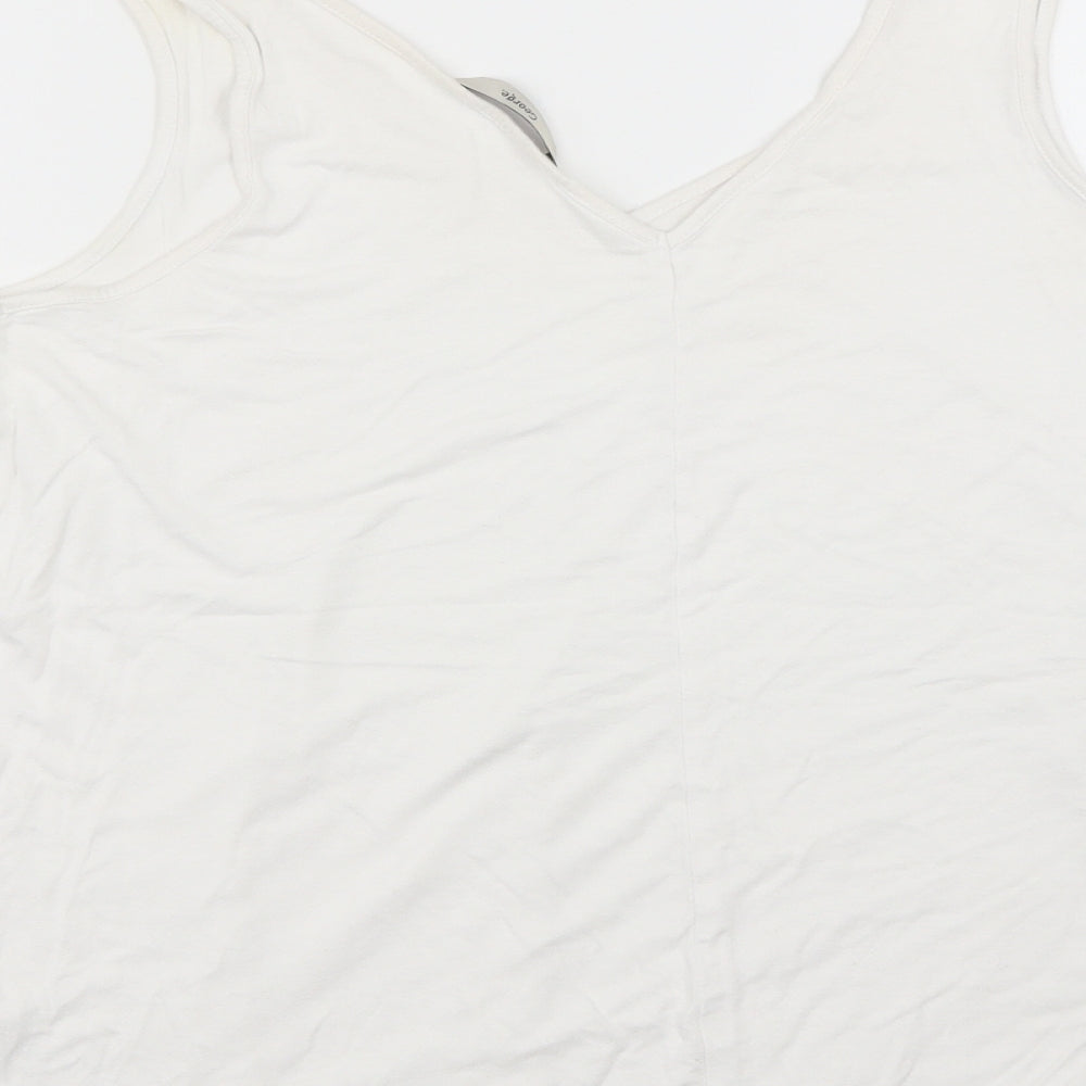 George Womens White Viscose Basic Tank Size 12 V-Neck
