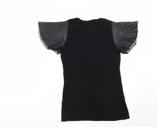 New Look Womens Black Viscose Basic Blouse Size 8 Roll Neck