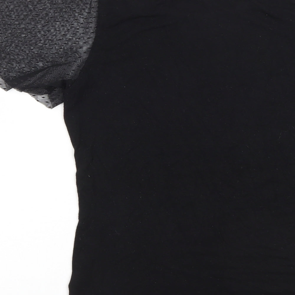 New Look Womens Black Viscose Basic Blouse Size 8 Roll Neck
