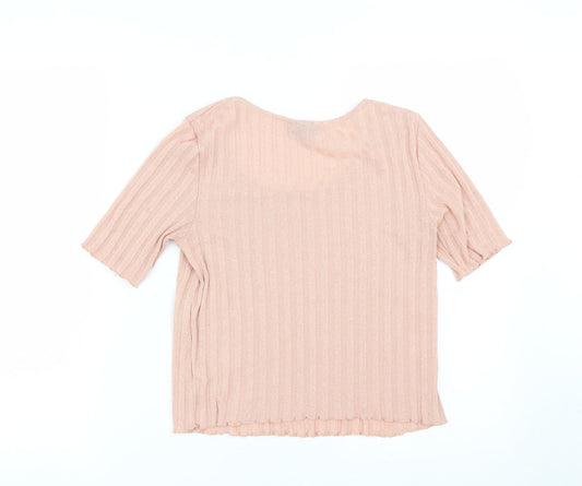 Womens UK Size 8 Topshop Pink Cropped T-Shirt