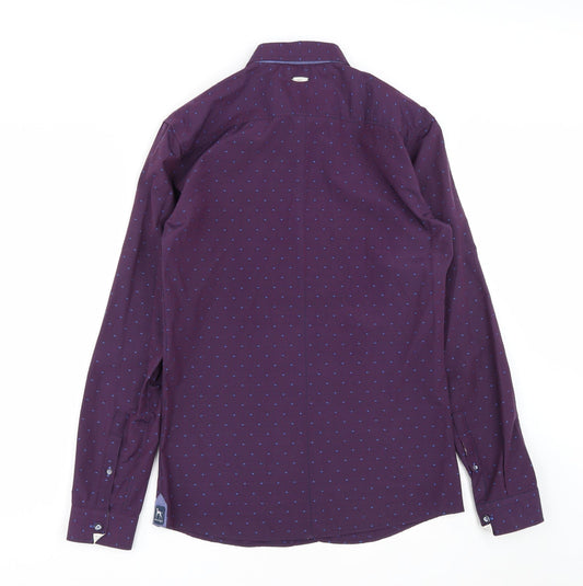 Mens UK Size S Bewley&Ritch Purple Button-Up Long Sleeve Casual Shirt