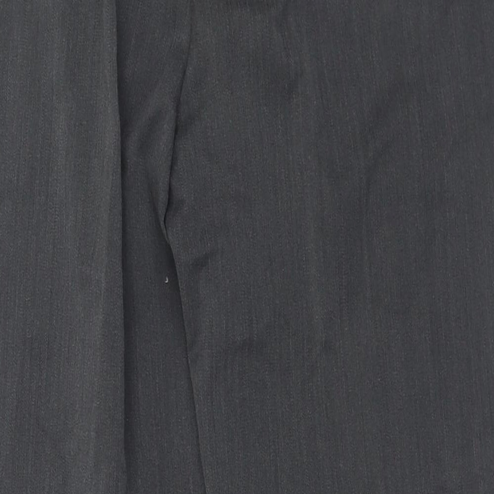 DGs Mens Grey Polyester Trousers Size 40 in L29 in Regular Button