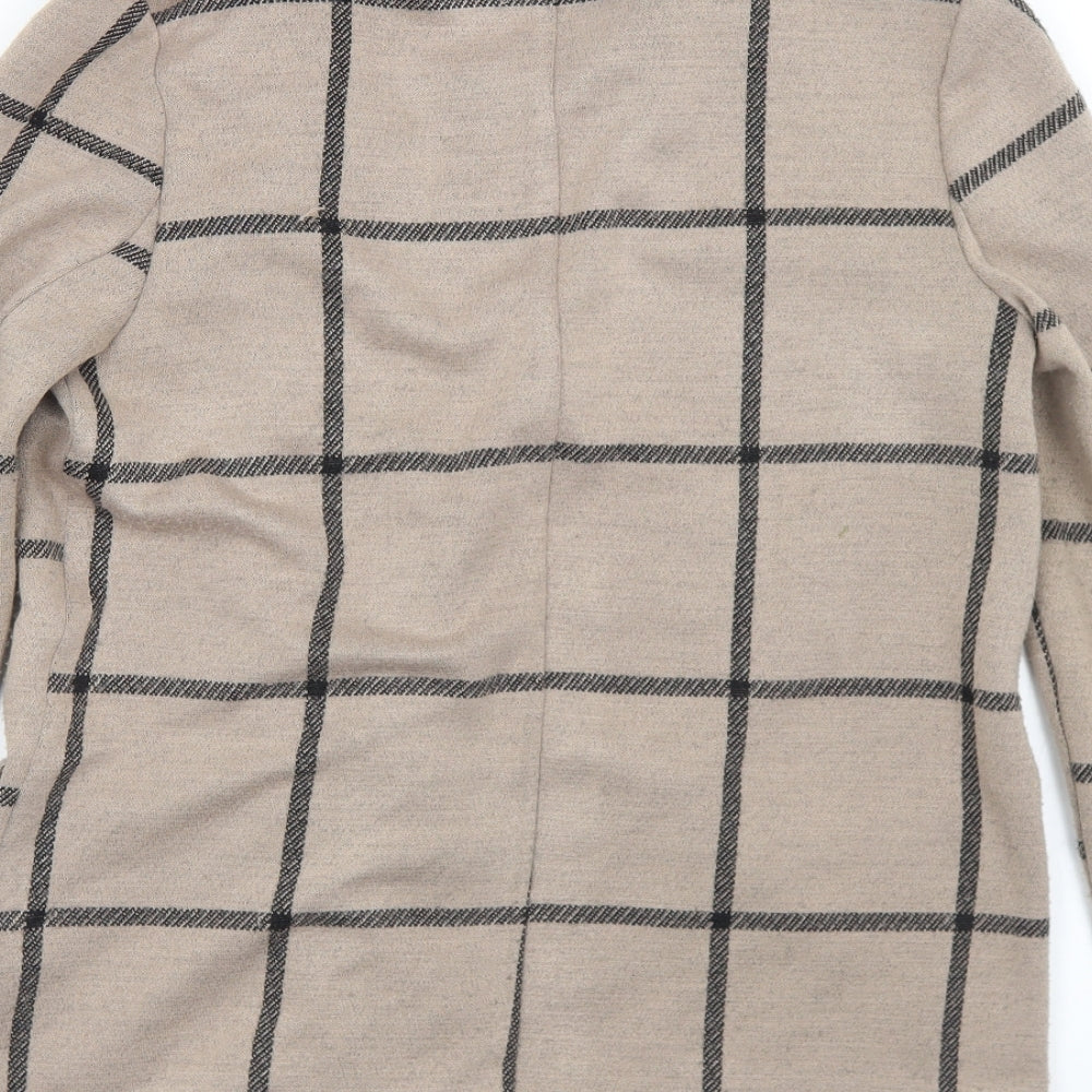 ASOS Womens Beige Plaid Jacket Size 8 Snap