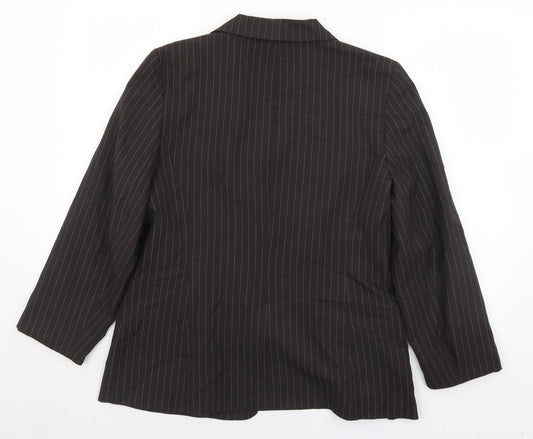 BHS Womens Brown Pinstripe Polyester Jacket Suit Jacket Size 16