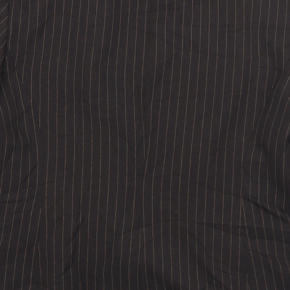 BHS Womens Brown Pinstripe Polyester Jacket Suit Jacket Size 16