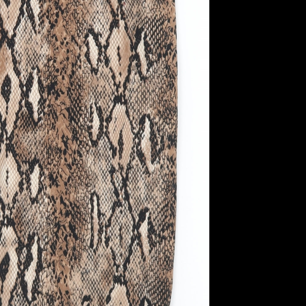 Brave Soul Womens Brown Animal Print Polyester Bodysuit One-Piece Size M