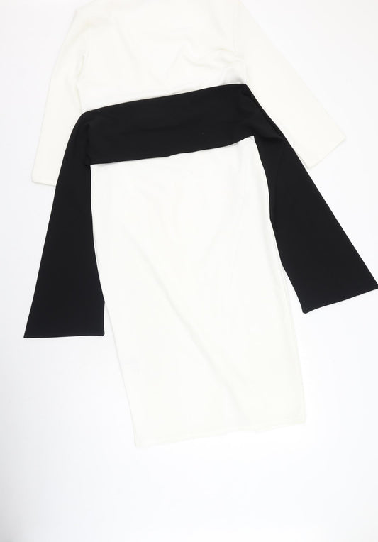 Boohoo Womens Multicoloured Polyester Bodycon Size 14 V-Neck