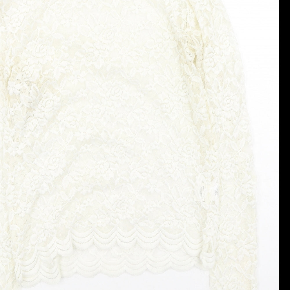 Primark Womens Ivory Nylon Blouse Size 8 Round Neck