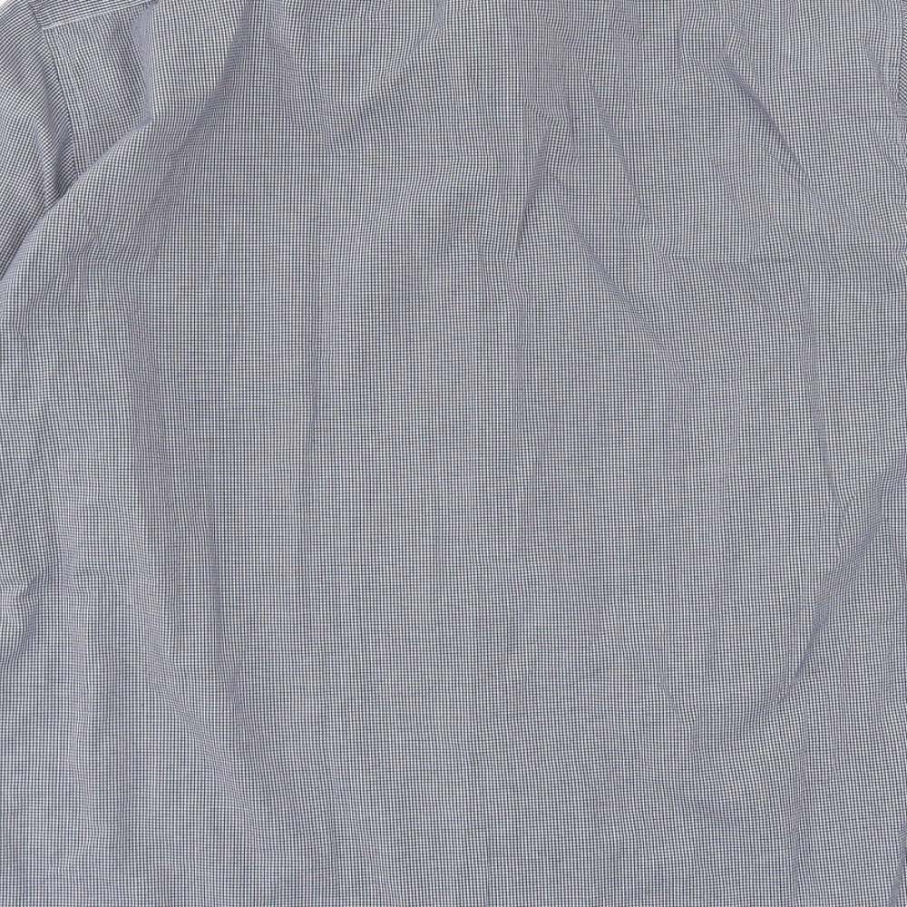 Mens UK Size 16.5 Marks and Spencer Blue Button-Up Long Sleeve Casual Shirt