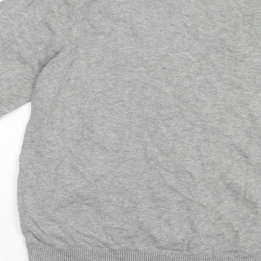 NEXT Mens Grey V-Neck Cotton Pullover Jumper Size L
