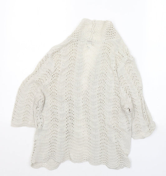 LOFT Womens Beige V-Neck Cotton Cardigan Jumper Size S