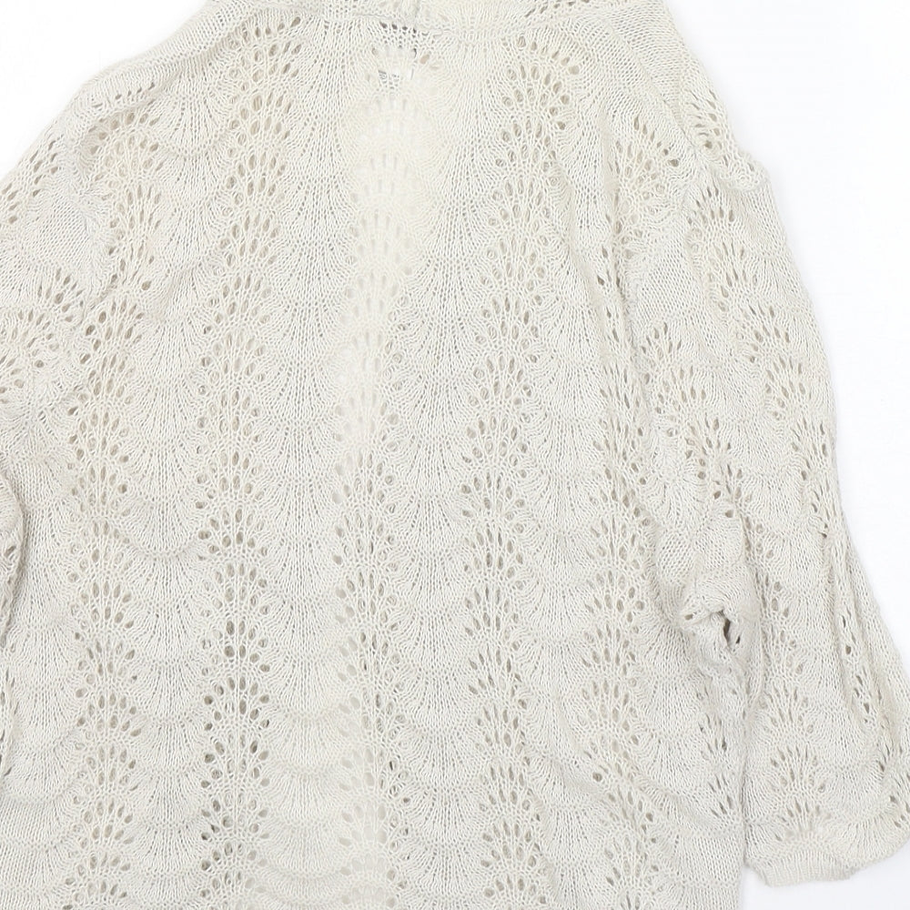 LOFT Womens Beige V-Neck Cotton Cardigan Jumper Size S