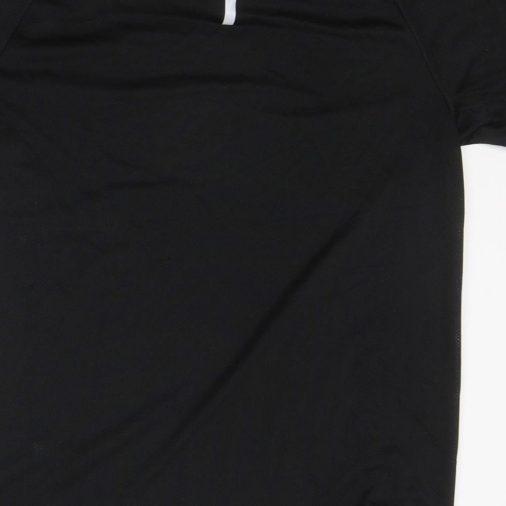 WORKOUT Womens Black Polyester Basic T-Shirt Round Neck Pullover