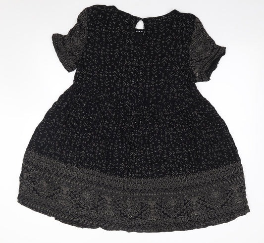 New Look Womens Black Geometric Polyester Fit & Flare Size S Round Neck Pullover