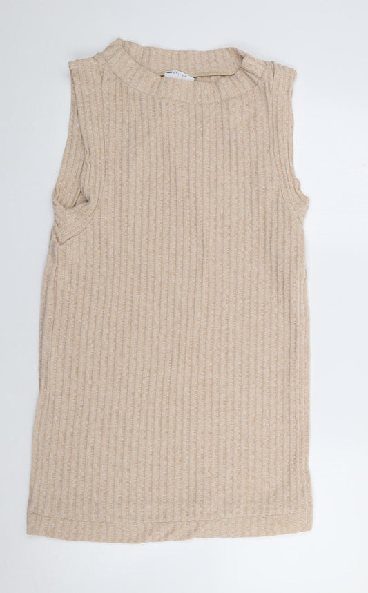 ASOS Womens Beige Polyester Tank Dress Size 10 Round Neck Pullover