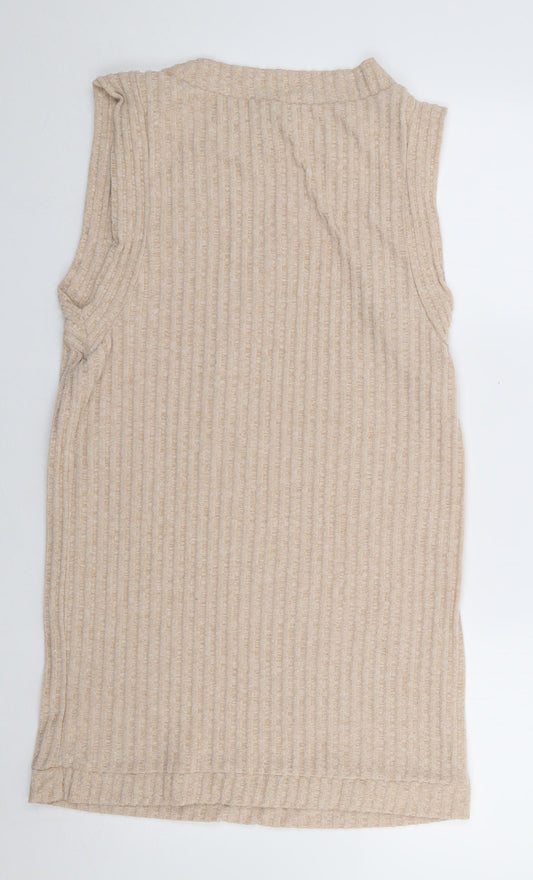 ASOS Womens Beige Polyester Tank Dress Size 10 Round Neck Pullover