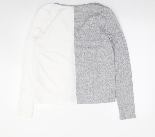 SheIn Womens Grey Polyester Jersey T-Shirt Size M V-Neck